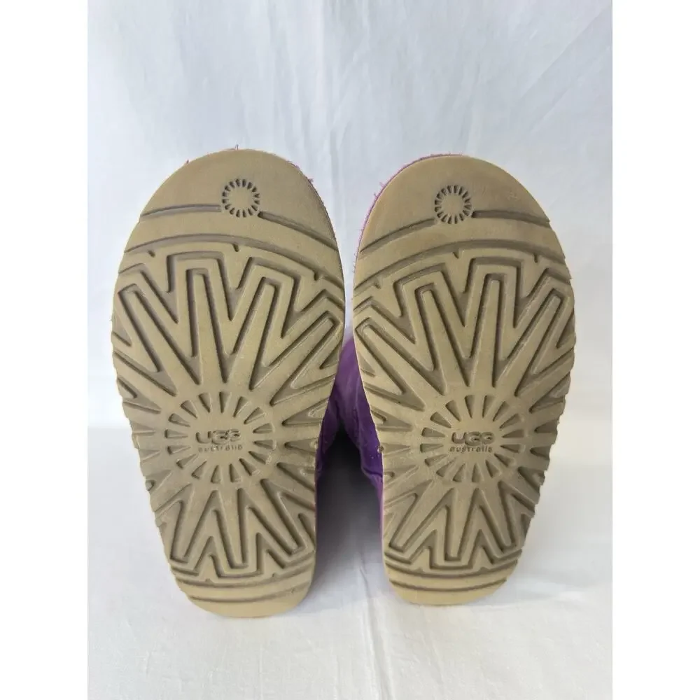 UGG Australia Classic Short Metallic Purple Suede Winter Boots Girls Size 4